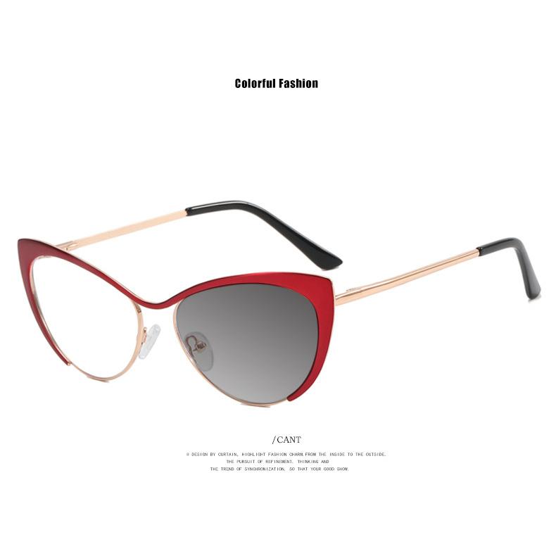 

Класичний бренд Розкішний дизайн Котяче око Глянцеві Сріблясті Металеві Жіночі Окуляри Фонохромні Анти-синій світло Далекозорість Окуляри для читання 0 ~ +6 0