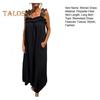 Women's Sleeveless Maxi Dress Ruffle Strap Square Neck Long Dress Casual Boho A-line Dress with Pocket Summer Beach Sundress