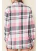 2024 Women's Pink Plaid Loose Long Sleeve Shirt Jacket