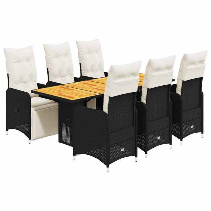 VidaXL Garden Bistro Set 7 Pcs Cushions Black Poly Rattan 3277133