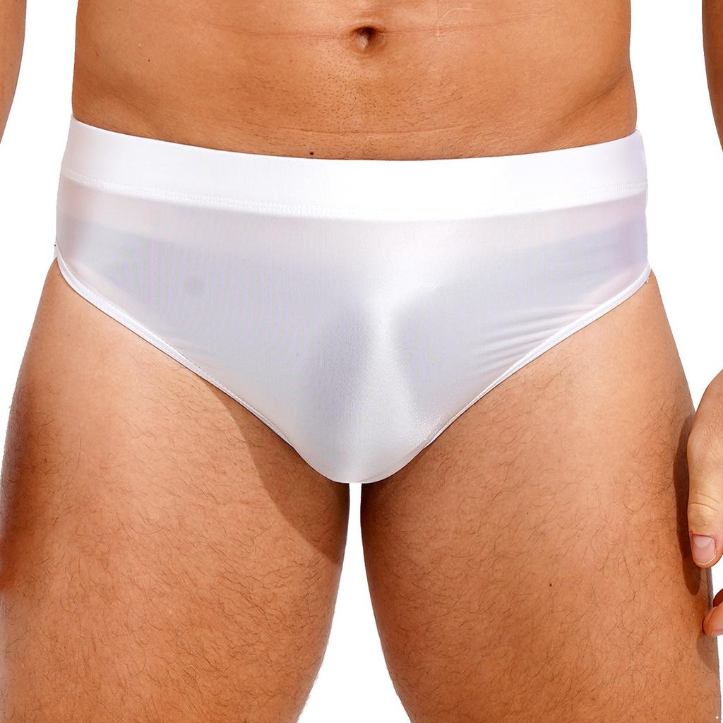 Glänzende High-Waist-Slips für Herren, einfarbig, mit elastischem Bund, Unterwäsche