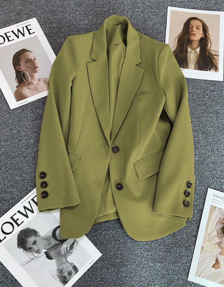 Damen Gelber Blazer im koreanischen Stil mit lockerer Passform und schlankmachender Wirkung - Frühling/Herbst 2025