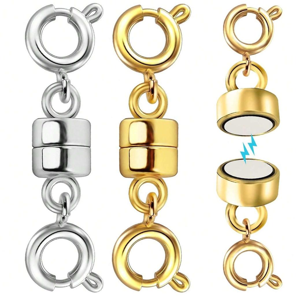 Cierres Magnéticos Dobles para Collares Cierres Chapados en Oro y Plata Cierres Convertidores para Joyería Extensores de Collar para Collares Hallazgos para Hacer Joyería