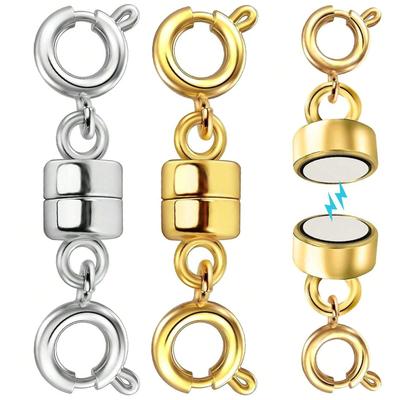  Fermoirs de Collier Magnétiques Doubles Fermetures Plaqué Or et Argent Fermoirs Convertisseurs pour Bijoux Rallonges de Collier pour Colliers Fournitures pour la Création de Bijoux
