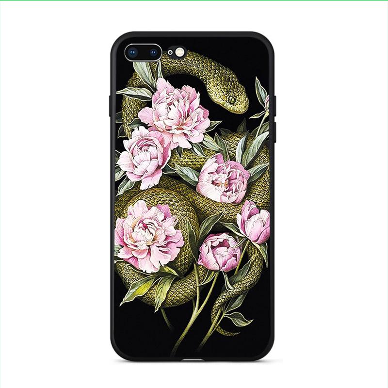 Flower Snake Painting Phone Cases For iphone 11 11Pro Max 8 7 6 6S Plus X XS MAX 5 5S SE 2020 XR Personalised Soft TPU Back Capa
