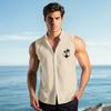 Men's Fashion Printed Sleeveless Lapel Button-Down Shirt Vest Top