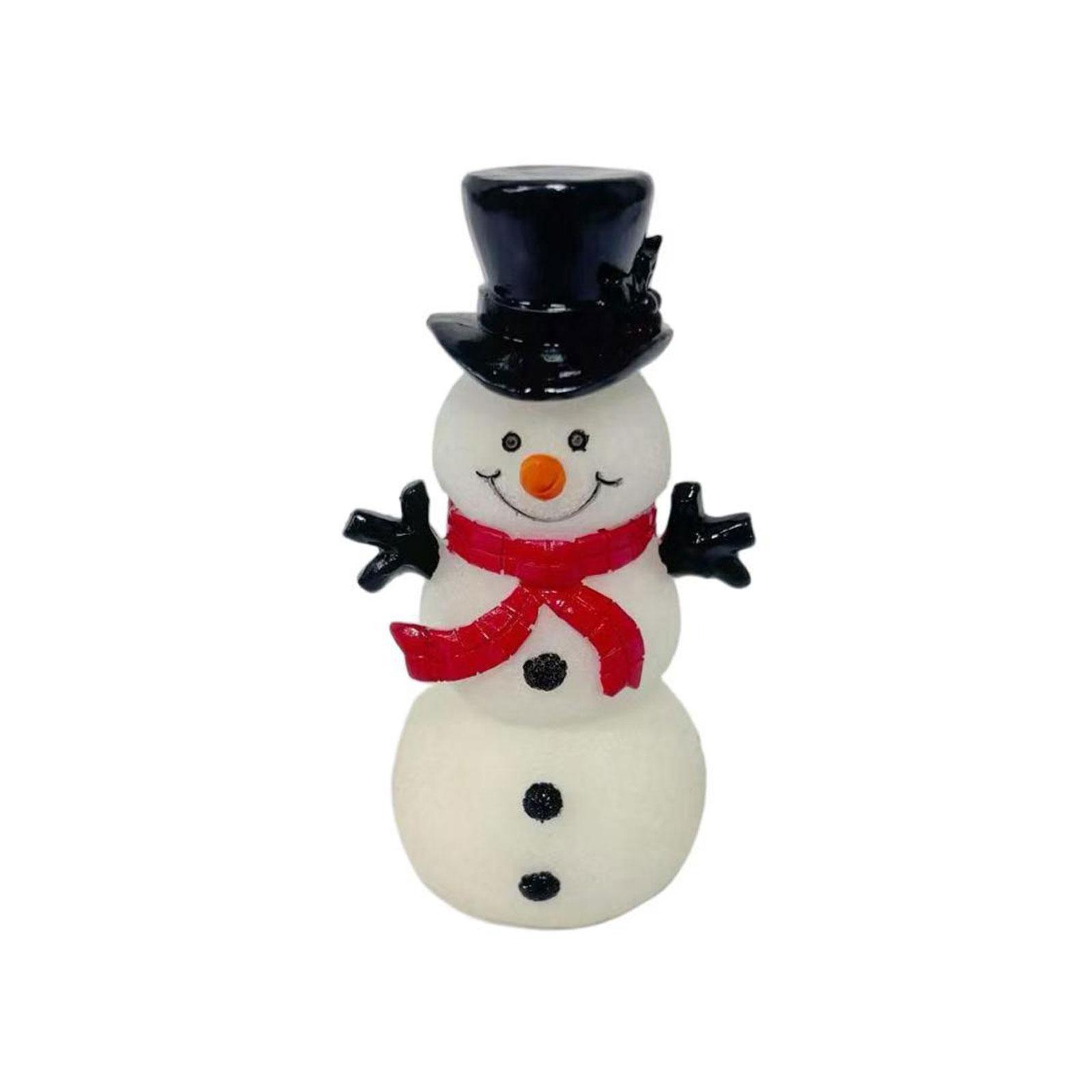 

Christmas Snowman Night Light Ornament; Glowing Snowman Top Hat Glowing Figurine One Size