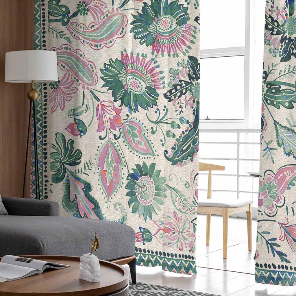 Famous Ethnic Flower Fantasy Paisley Sheer Curtains for Kids Bedroom Living Room Voile Window Curtains Tulle Drapes