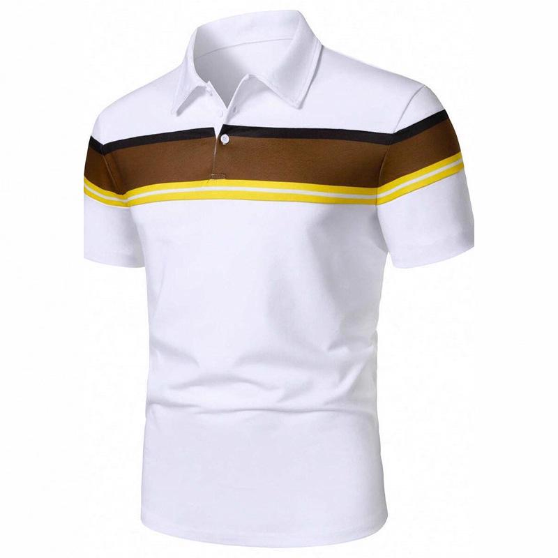 Herren Colorblock Kurzarm Poloshirt mit Umlegekragen - Neue europäische und amerikanische Mode