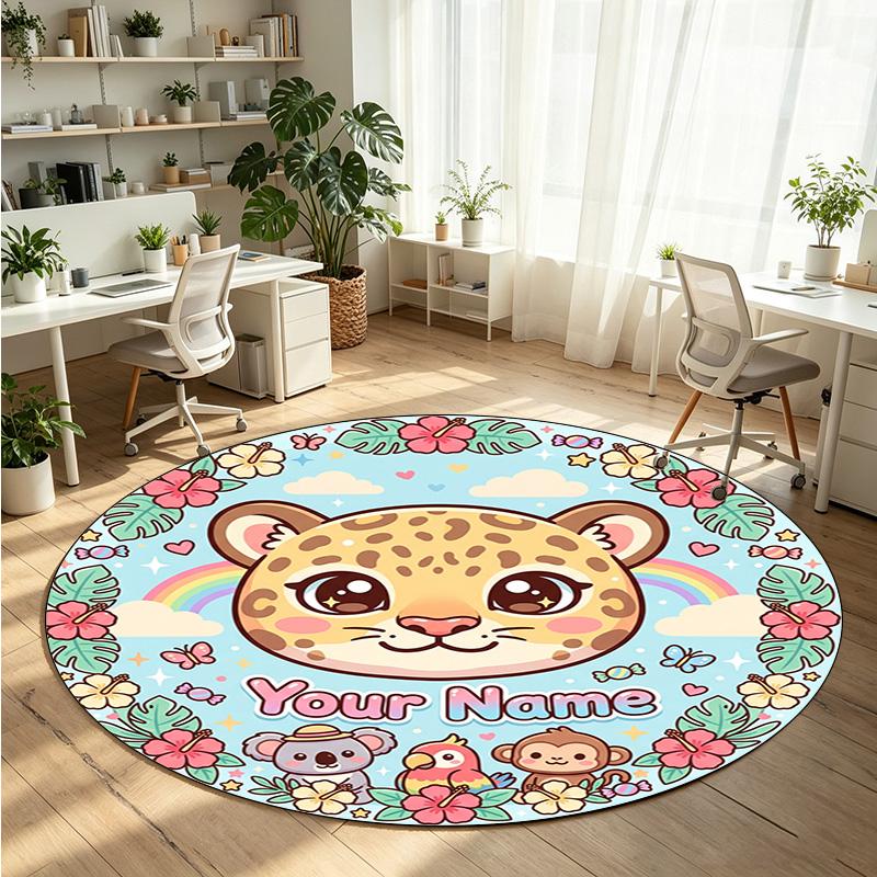 Animales salvajes (324) Alfombra de Terciopelo Redonda con Cristales Personalizada con Nombre y Texto Felpudo Personalizado Decoración del Hogar Alfombra de Cristal Antideslizante