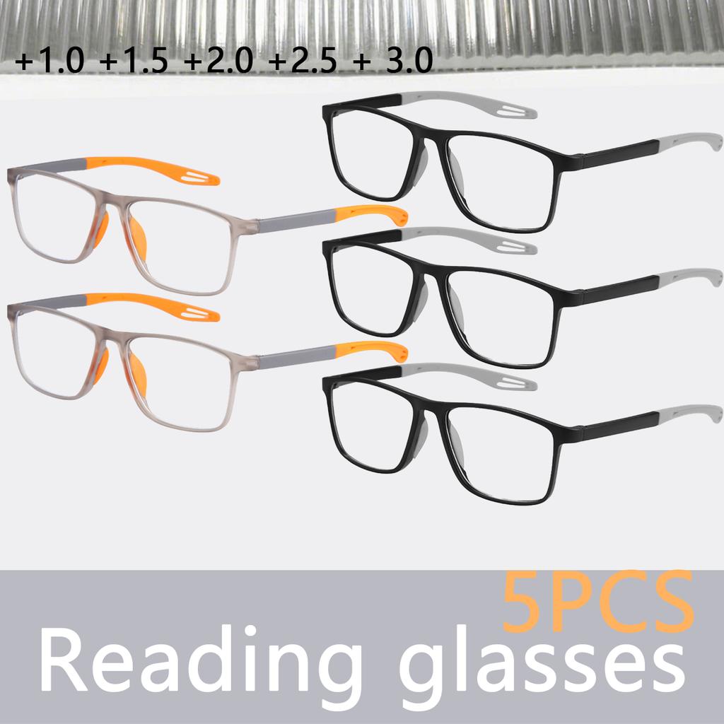 5pcs Fashion TR90 Reading Glasses for Women and Men Spring Leg Sports Presbyopia Glasses Anti Blue Light Glasses +1.0 ~+3.0