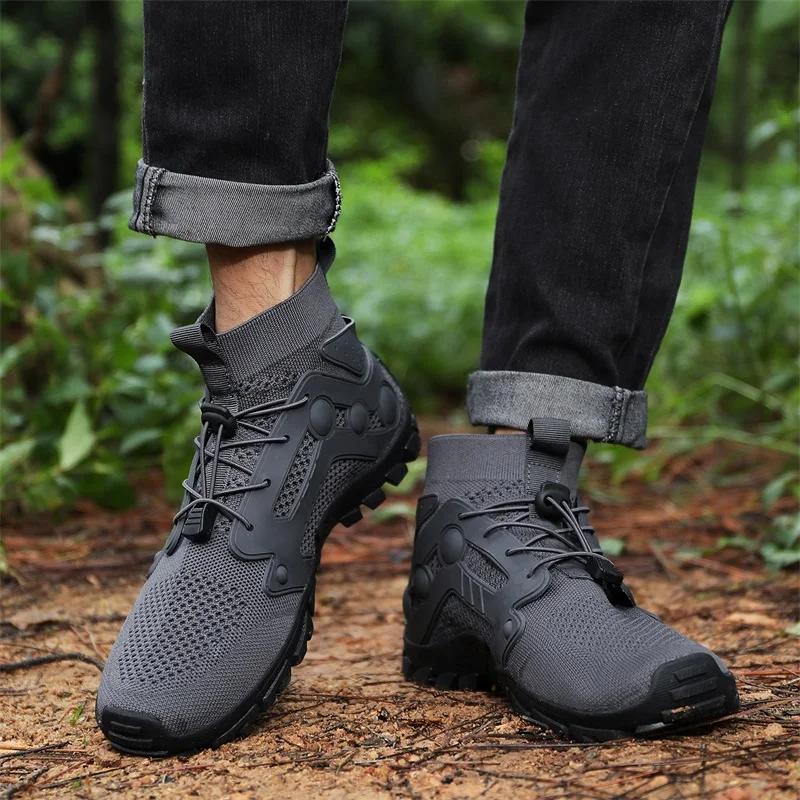 Hiking Boots Men Outdoor Mountain Casual Non-Slip High Quality Sports Shoes Anti-wear Hunting Male Footwear Sneakers