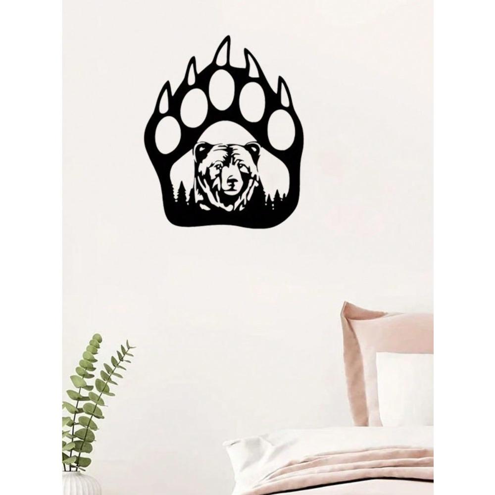 Black Metal Bear and Paw Wall Art, Home Decor, Living Room Gift