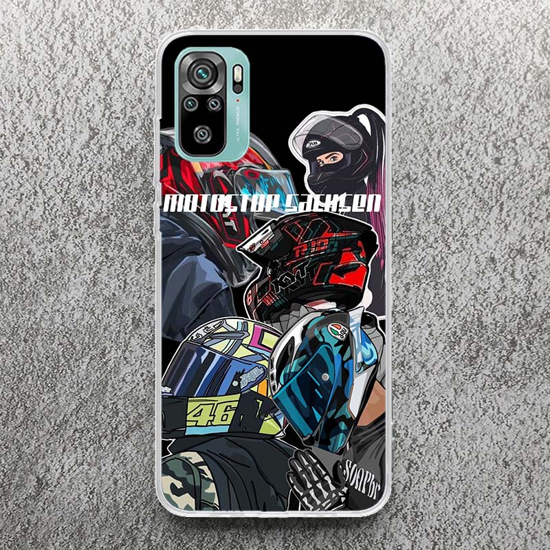 Motorcycle Rider Helmet Print Soft Case for Xiaomi Redmi Note 14 13 12S 11S Phone Shell 10 Pro Plus 11E 11T 12 11 10S 5G Cover