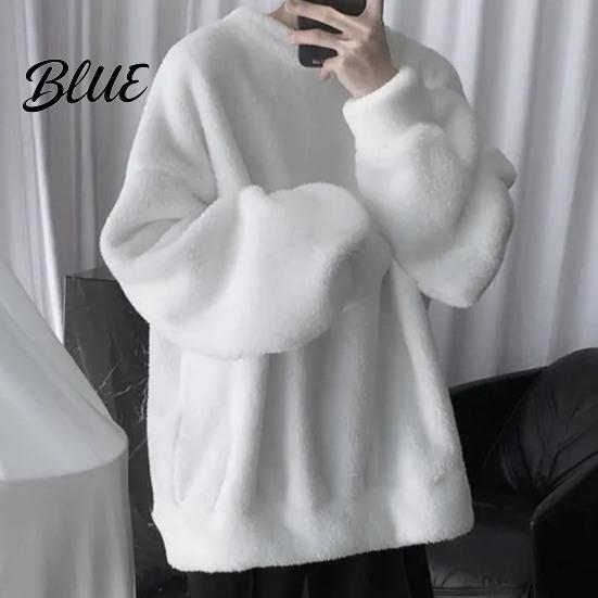Loose Men Sweatshirt Daily Wear Cozy Winter O Neck Solid Color Top for