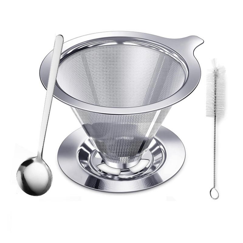 

3 pcs sets Reusable Mesh Coffee Drip Filter Pour Stainless Steel Coffee Dripper Pour-over coffee funnel for Single Cup Brew