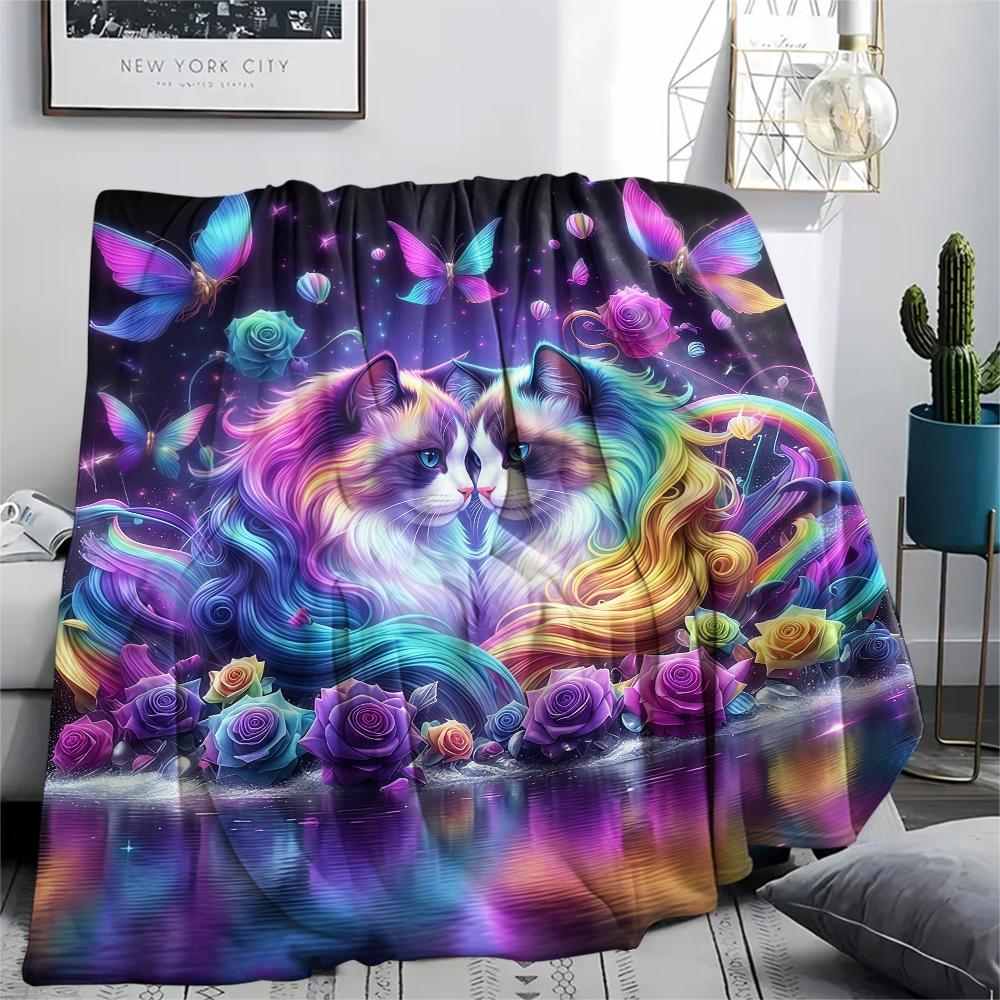 Butterfly flower animals Print Flannel Blanket,High quality Comfortable for All Seasons,Home Decor,Warmth and Comfort,Perfect for Christmas Gifts