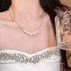 Broken Silver Gradual Change Pearl Necklace Shijia Pearl Niche High Temperament Fashion Simple Broken Diamond Necklace