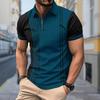 Men's Shirt Polo Casual Zip Short Sleeve Fashion Casual Zipper Summer Spring Regular Fit 3D Stripe Print Shirt