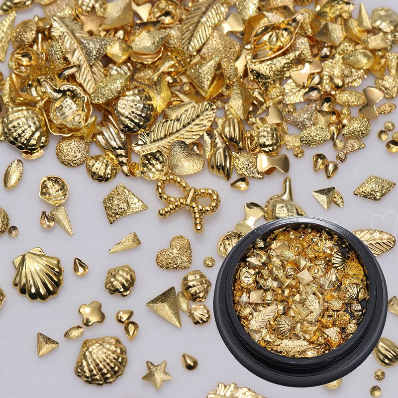 1 Box Rivet Metal Nail Studs Seashell Star Rhinestone 3D Nail Art ...