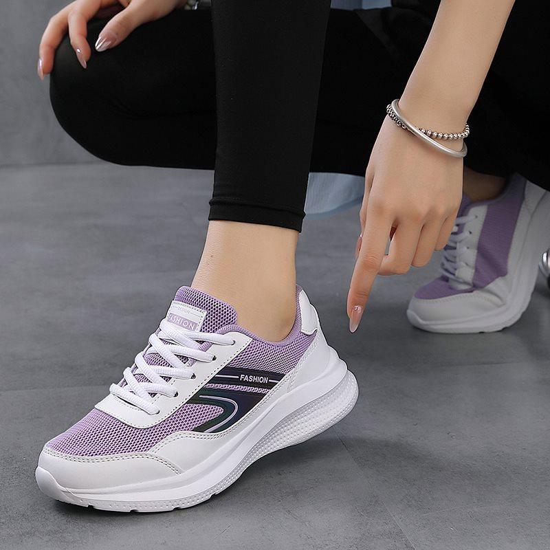 Sneakers running shoes new women's shoes mesh breathable casual white soft sole lightweight student single mesh shoes