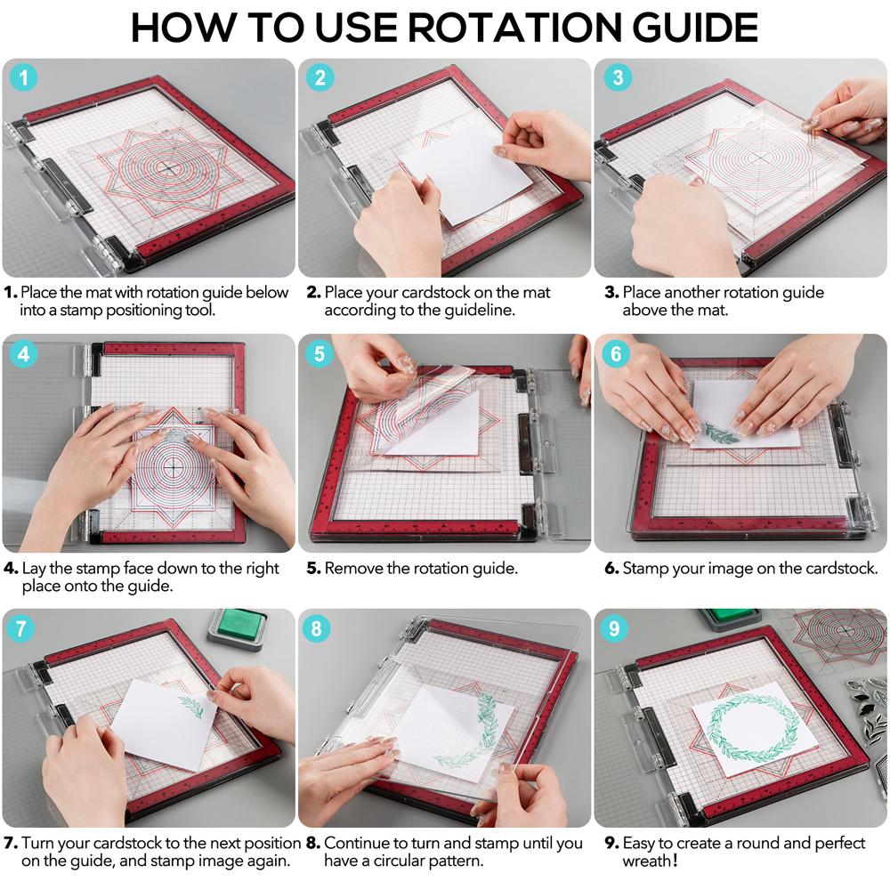 Photopolymer Grip Mat with Printed Guides Multi-Use Non-Slip Sticky Mats Fit in Stamp Positioning Tool for Centering Aligning