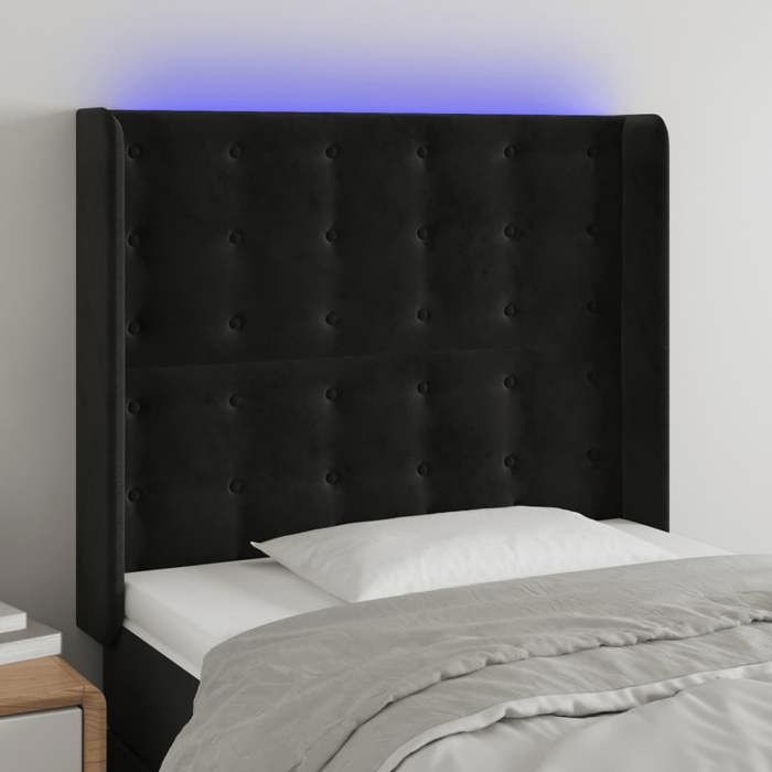 VidaXL Tête de Lit à LED Meuble de Chambre à Coucher Accessoire de Lit Simple Tête de Cadre de Lit Intérieur Noir 3124520