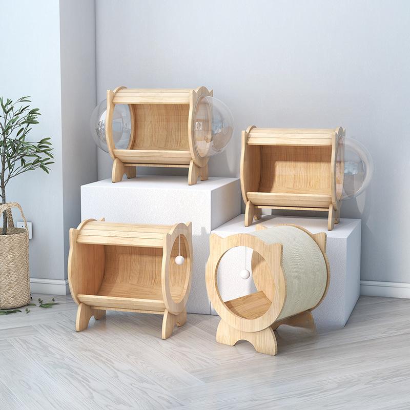 Multi-functional Cat House Carrier Solid Wood Cattery Space Capsule Cat's Nest Cats Scratching Board Pet Supplies Products