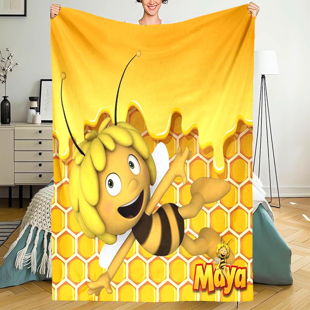 Maya the Bee Theme Printed Blanket - Perfect for Couch, Bed, Travel & Outdoor Use | Machine Washable, Cozy & Durable.