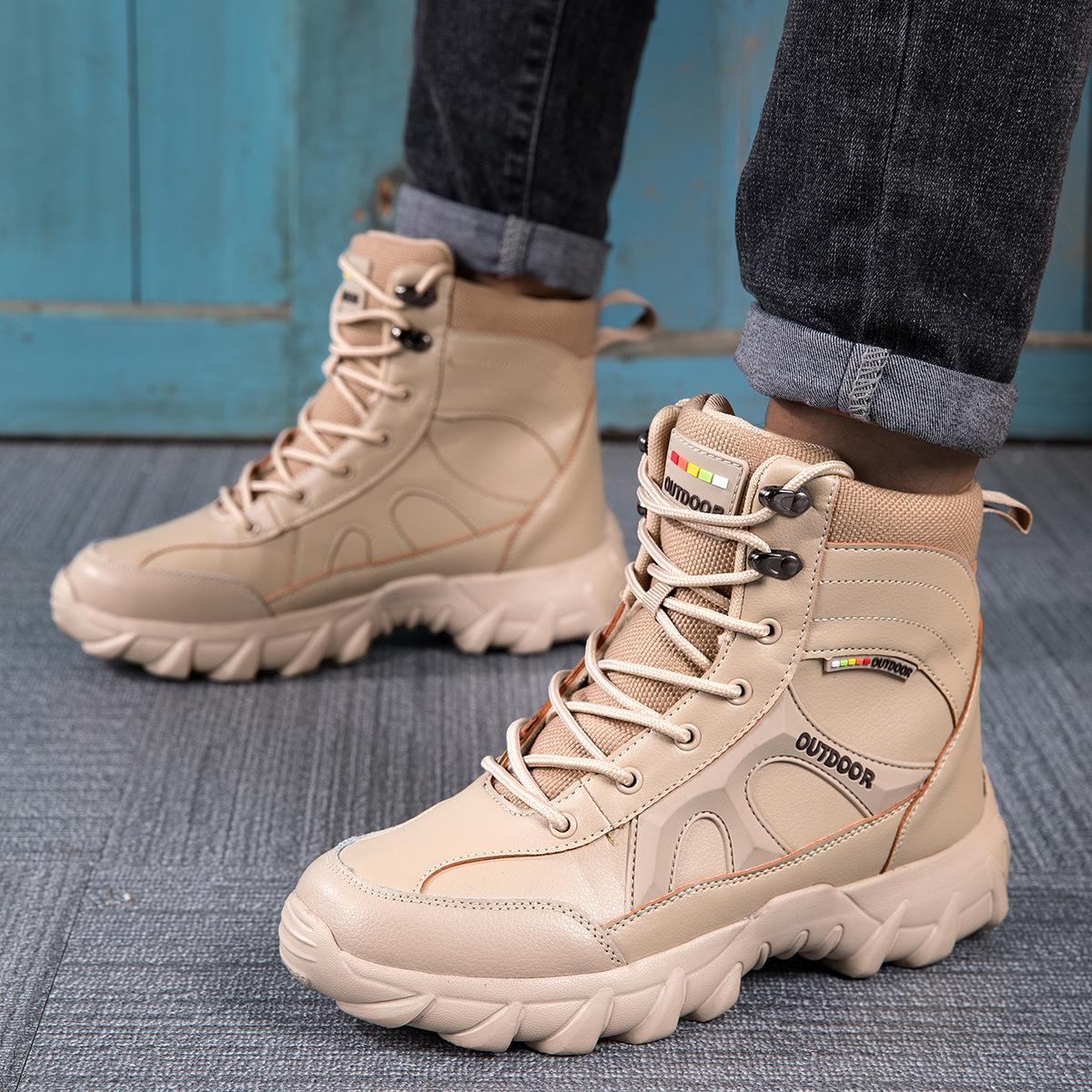 

2025 Women s Military-Style Thick-Soled Combat Boots: Wear-Resistant Outdoor & Mountaineering Footwear 43 хаки