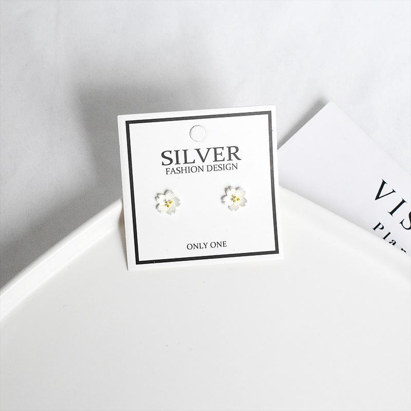 925 Sterling Silver Japanese Fashion Simple Peach Blossom Two-Color Cherry Blossom Earrings Girls Day Party Jewelry Accessories