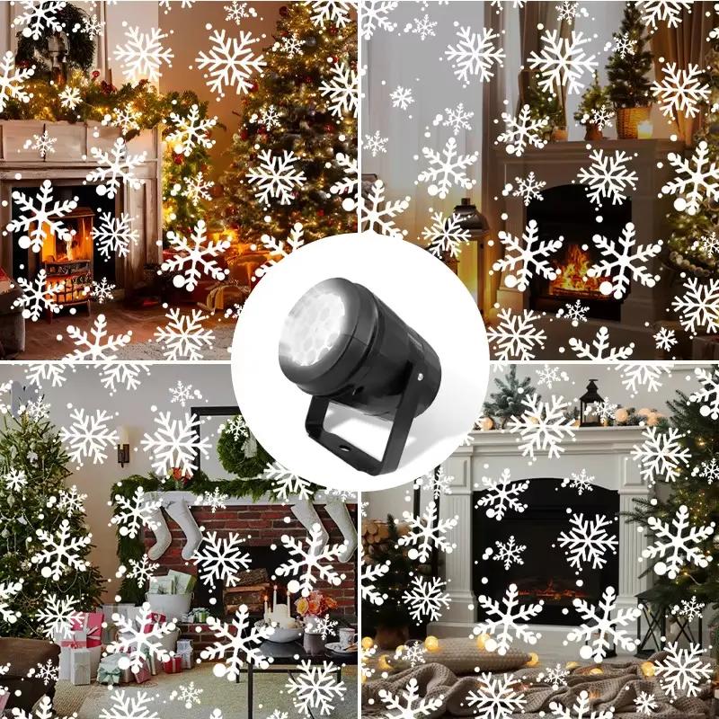 Snowflake Projection Light USB Powered Rotating LED Stage Lamp Holiday Atmosphere Lamp for Indoor Party Christmas New Year Decor