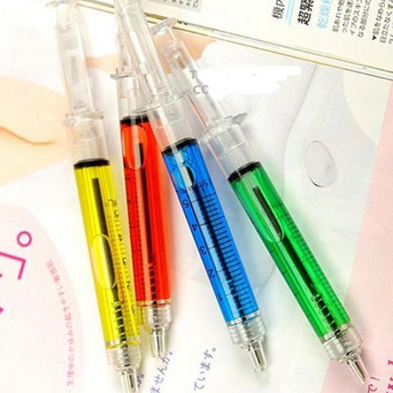 Syringe Injection Shape Ballpen 4Pcs/Set Doctor Nurse Gift Liquid Pen Ballpoint