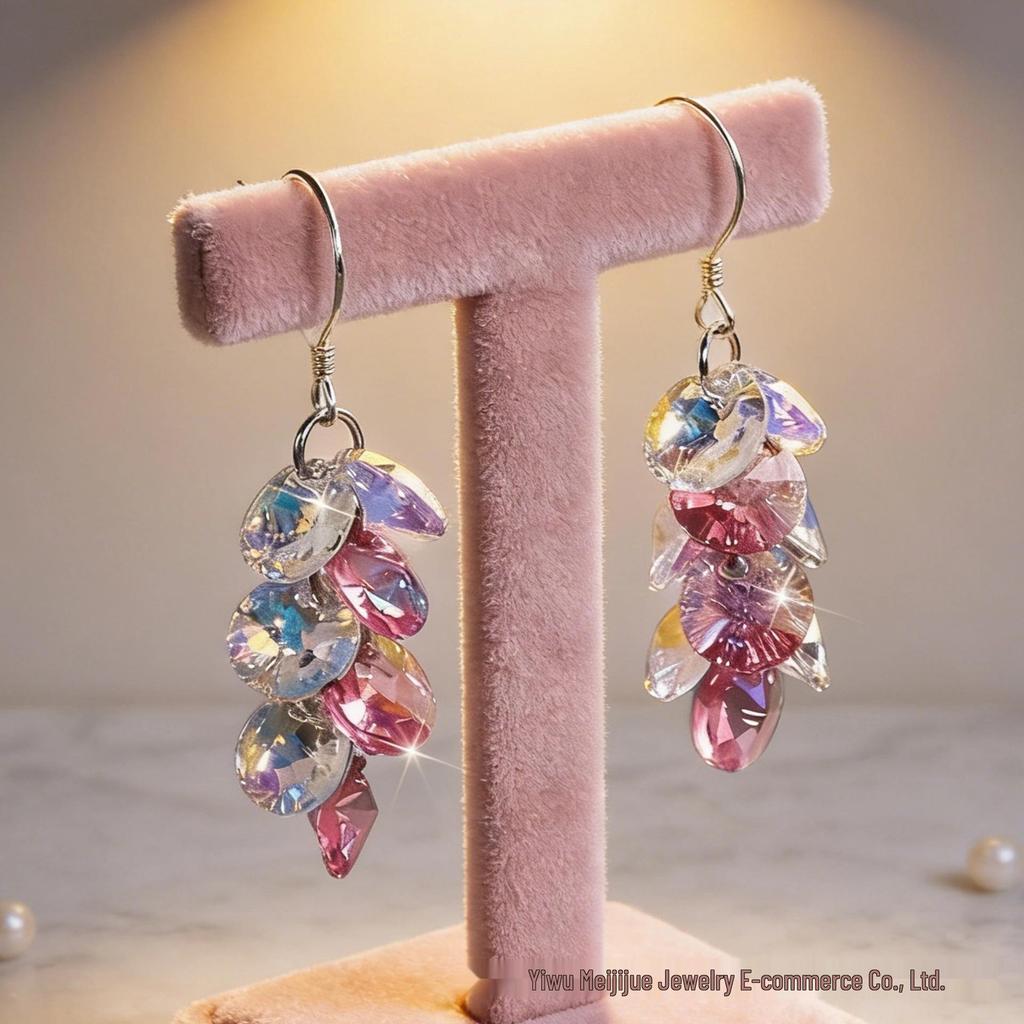 Tassel Temperament Light Purple Crystal Earrings - Luxury Long Dangle for Women