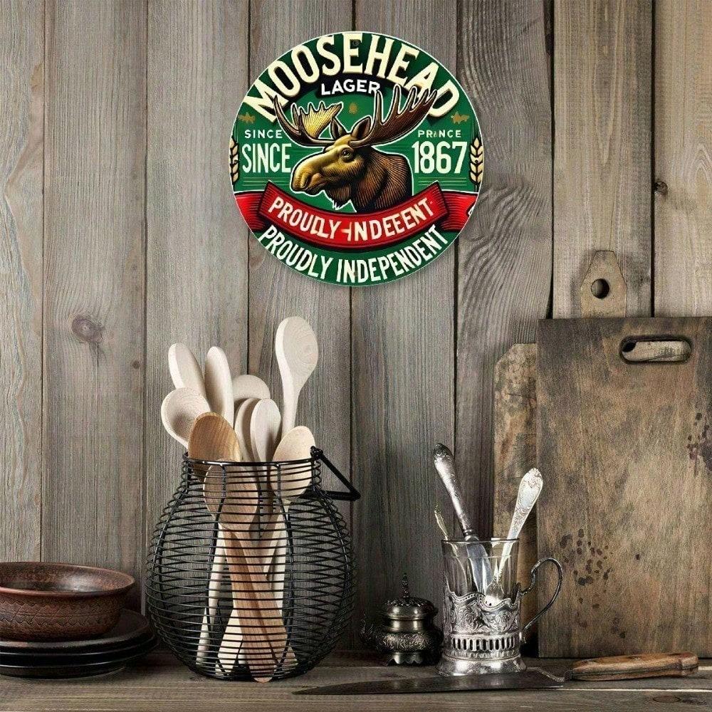 Cartello Metallico Vintage Birra Moosehead, Decorazione Murale Retrò per Home Bar Garage Man Cave