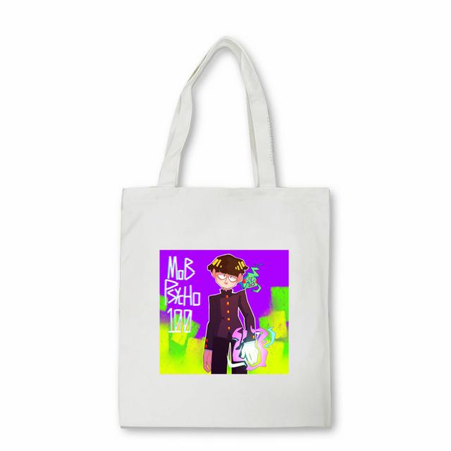 Mob Psycho 100 anime shopper bag Reusable Student Bookbag Fashion canvas bag Large Capacity Handbags Shigeo Kageyama Bags