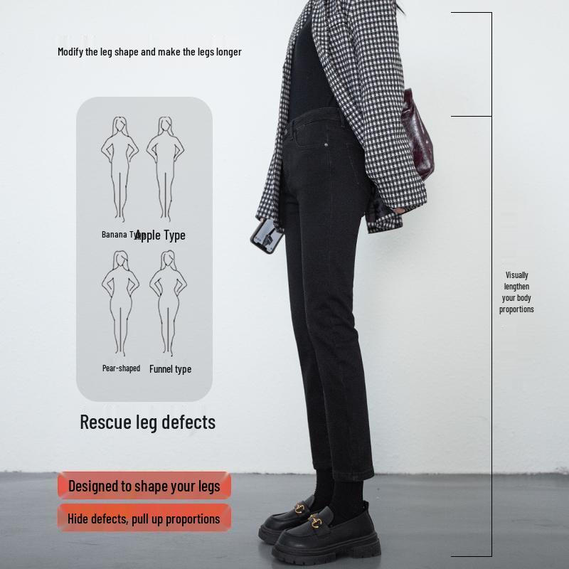 Dámské letní zeštíhlující černé džíny cigaretového střihu s vysokým pasem a rovnými nohavicemi