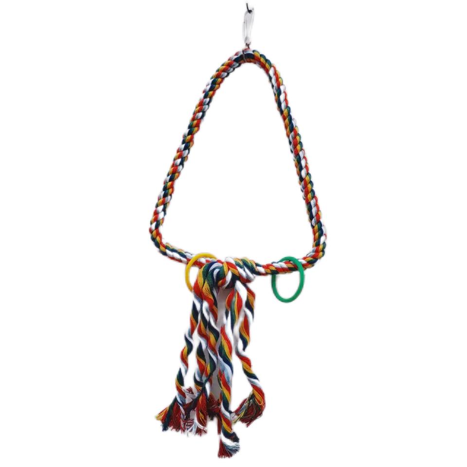 Bird Triangle Rope Swing Colorful Perch Chewing Toy for Parrots Budgie Parakeet Cockatiel Cockatoo