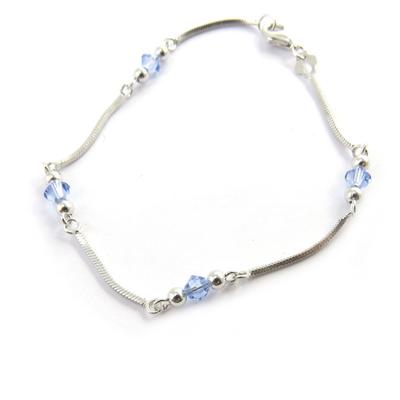 [M7263] - Blue 'Clara' Silver Bracelet (rhodium-plated)