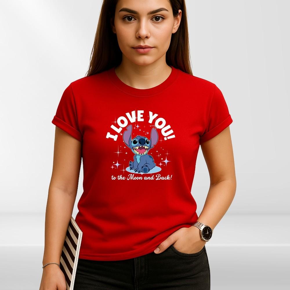 I Love You to the Moon and Back t ShirtCute stitch Cartoon Love TShirt S