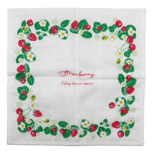 Koji Company Women's Dishcloths, 30x30cm, Kaya Fabric, 7-Layer, 2-Piece Set, Juicy Strawberry and Strawberry Garden Designs, 414332