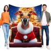 Funny Dog Santa Blanket Cozy Soft Fleece Throw for Pet Lovers Holiday Decor Christmas Gift for Family Friends Perfect for Sofa B