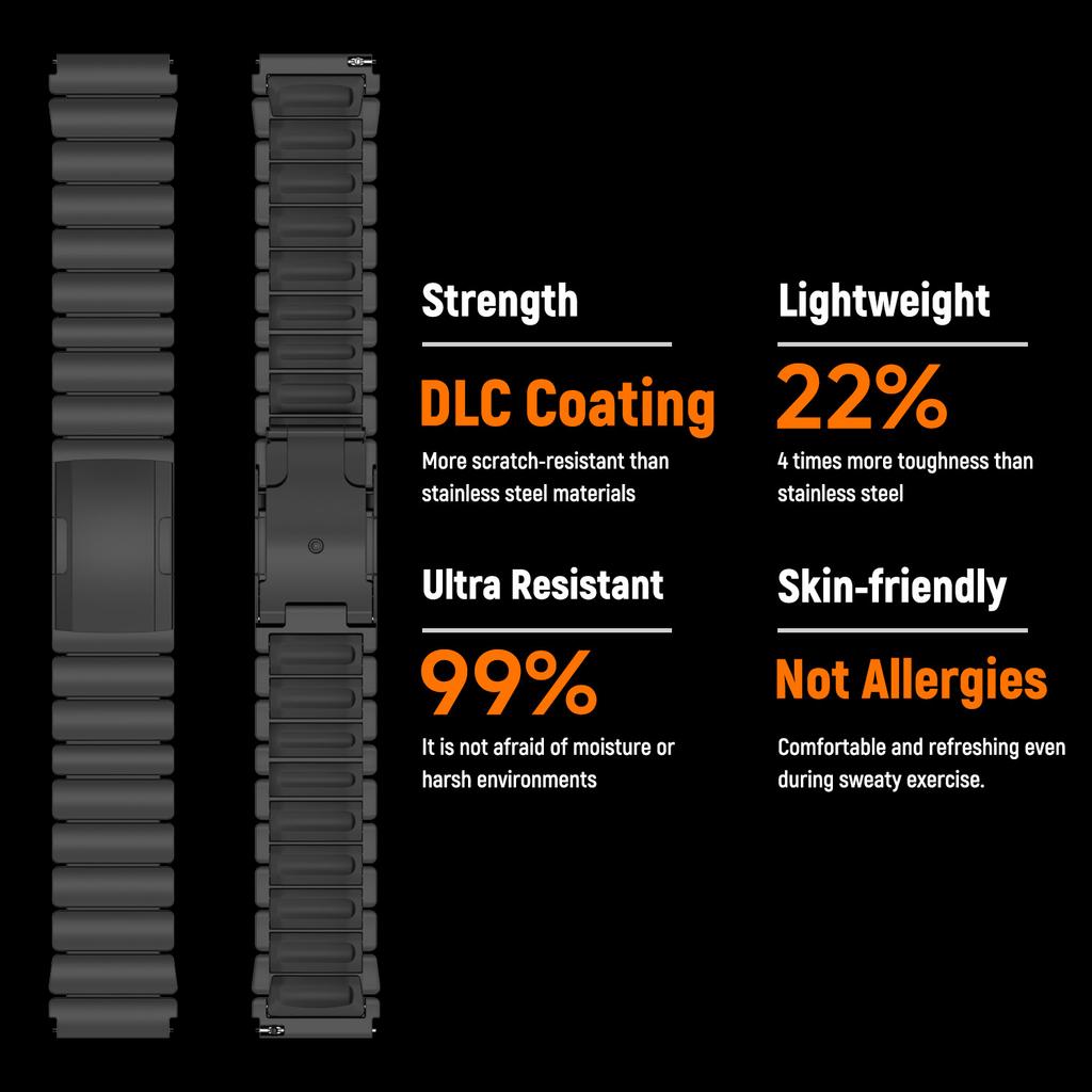 22mm Titanium Metal Band for Huawei Watch GT6Pro GT6 GT5/4 46mm Ultimate Luxury Rubber Strap For Amazfit Watch Balance Active 2