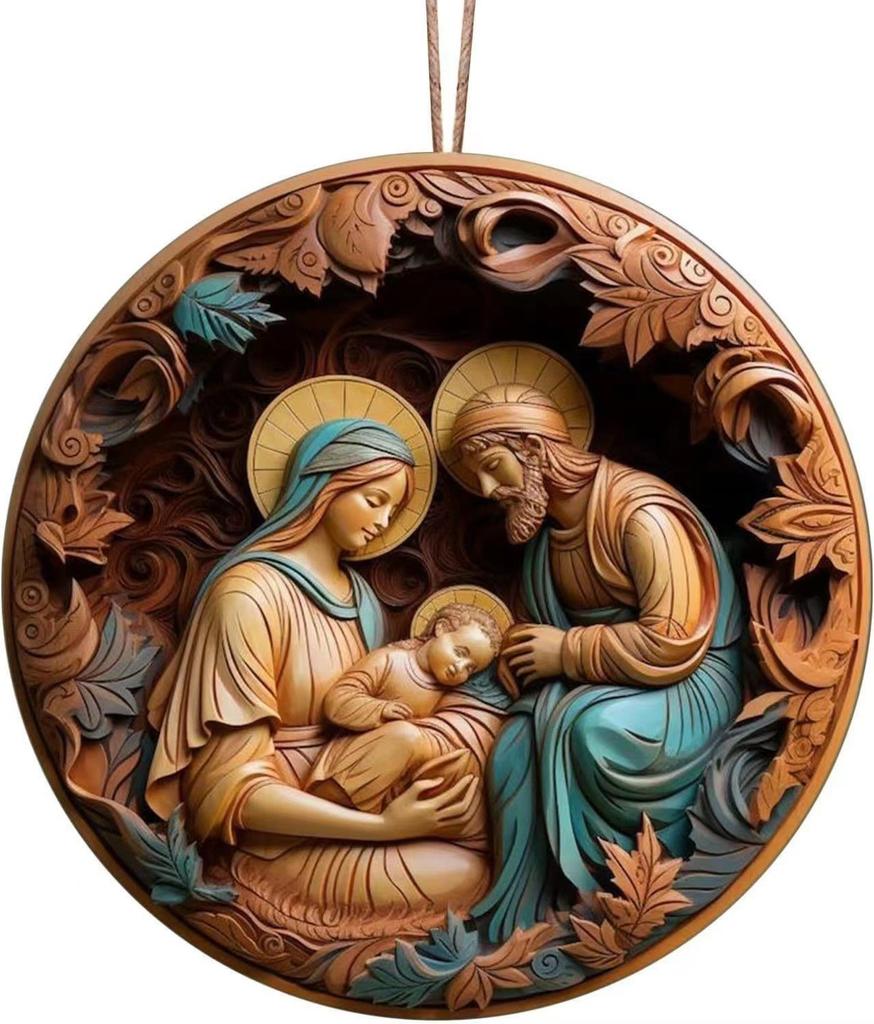 Christmas Nativity Car Pendant Acrylic Three-dimensional Vision Nativity Blessing Pendant