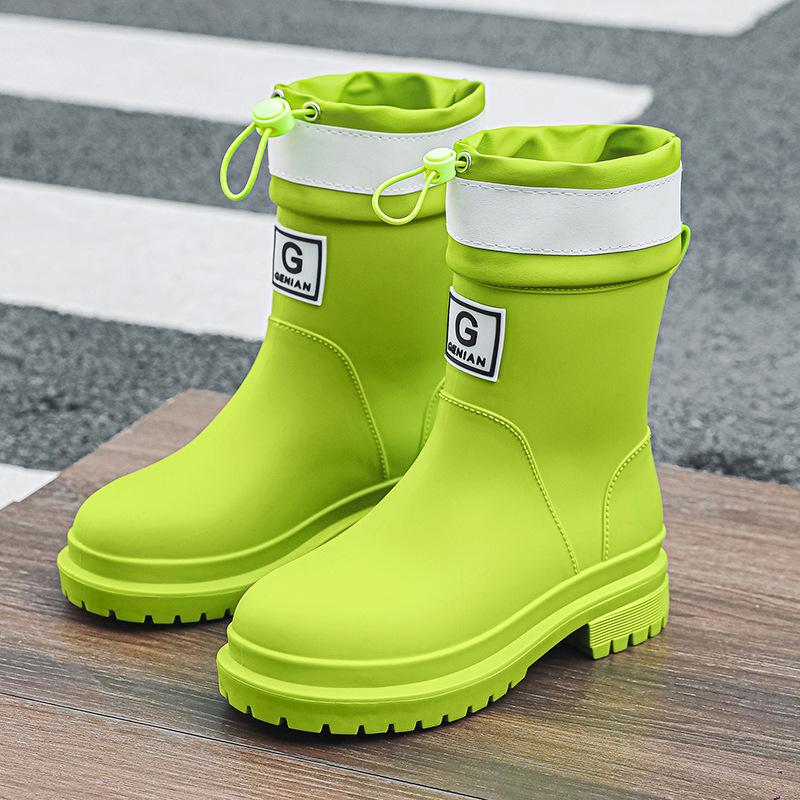 Middle Women's Fashionable Outdoor Rain Shoes Rubber Shoes Wear Resistant Water Shoes Short
