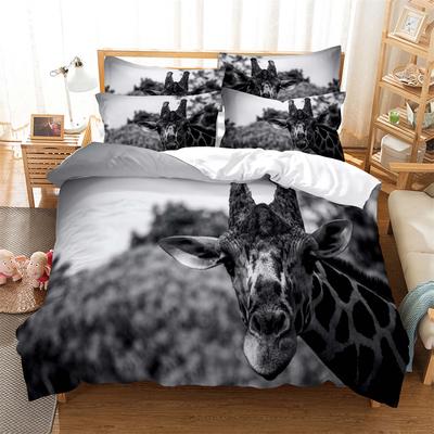 Giraffe Bedding 3-piece Digital Printing Cartoon Plain Weave Craft For North America And Europe  Bedding Set Queen