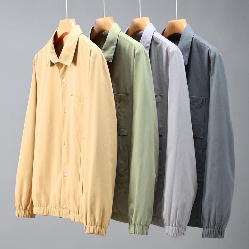 Japanese Style Lapel Collar Jackets for Men Spring Fall Daily Casual Men's Coat Solid Color Cotton Button Coat