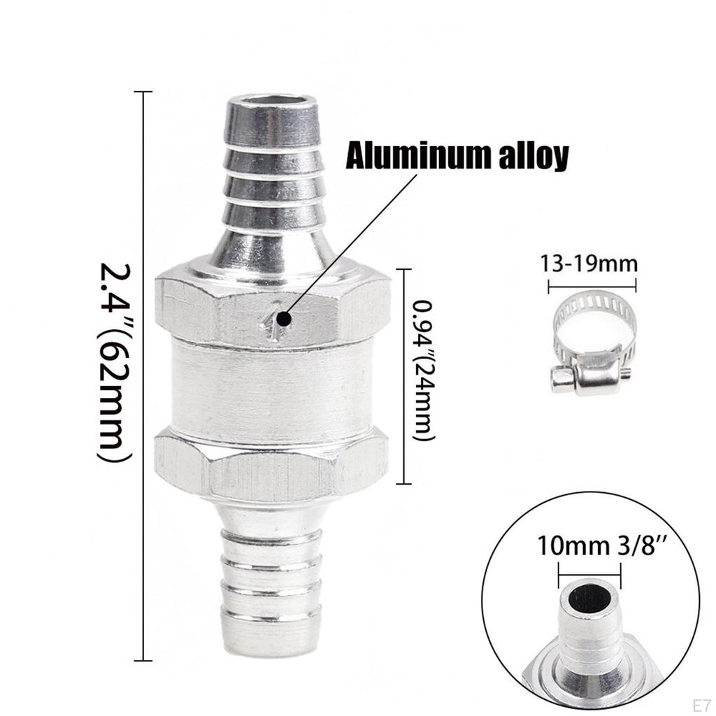 2 Pieces Check Valve with 4 Hose Clamps Clips Aluminum Alloy Auto Accessories for Fuel Line Oil