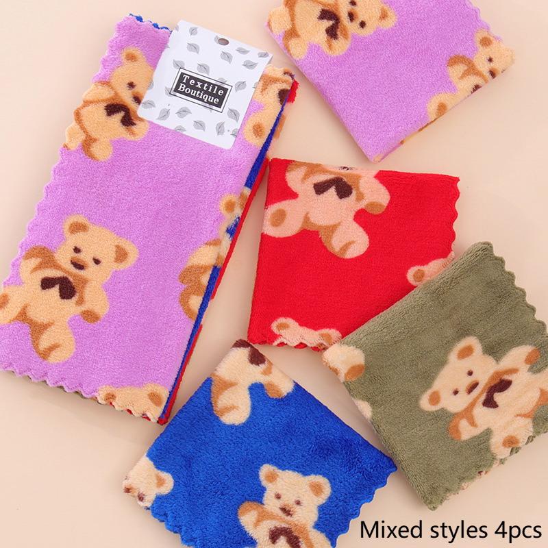 4Pcs Kitchen Cleaning Cloths Soft Absorbent Dishcloth Coral Fleece Sunflower Wiping Towel Rags Household Cleaning Cloth 30X30Cm
