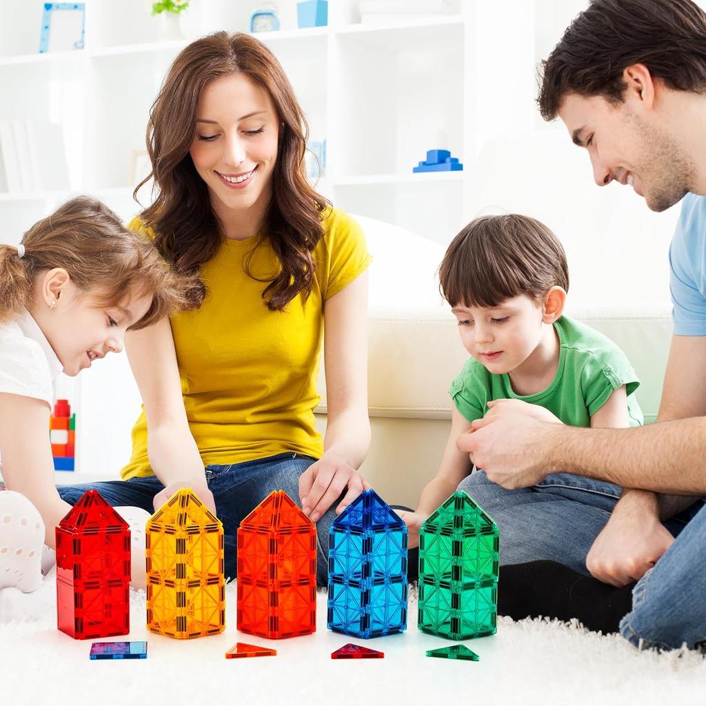 Magnetic Tiles, 100PCS Building Blocks, Magnets Building Set, STEM Construction Stacking Toy Gift for Kids 3+ Boys and Girls Preschool
